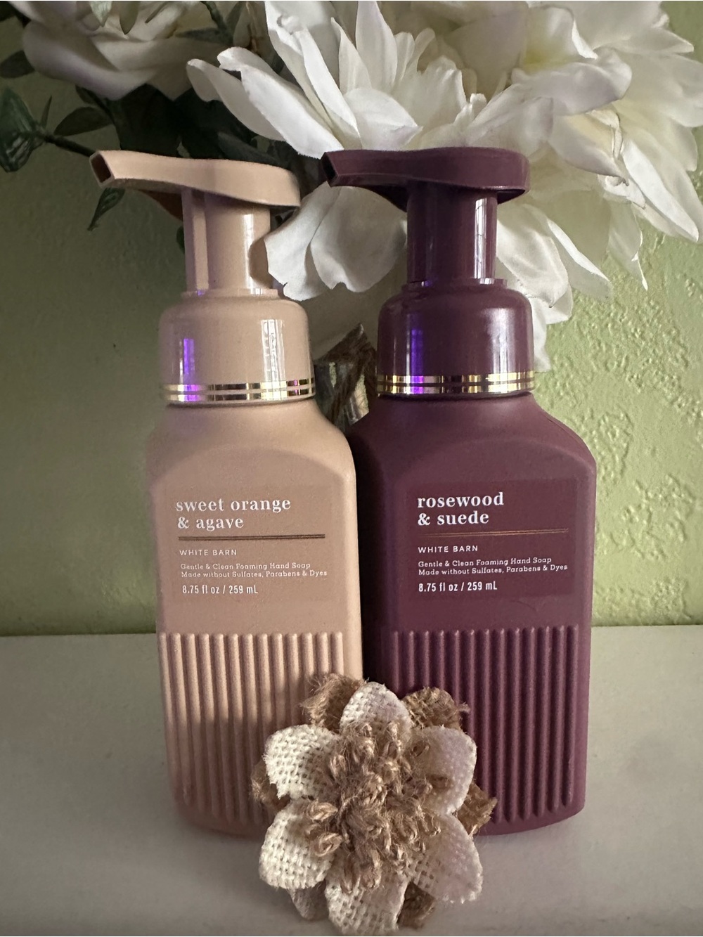 White Barn Sweet Orange & Agave + Rosewood & Suede Foaming Soap Duo